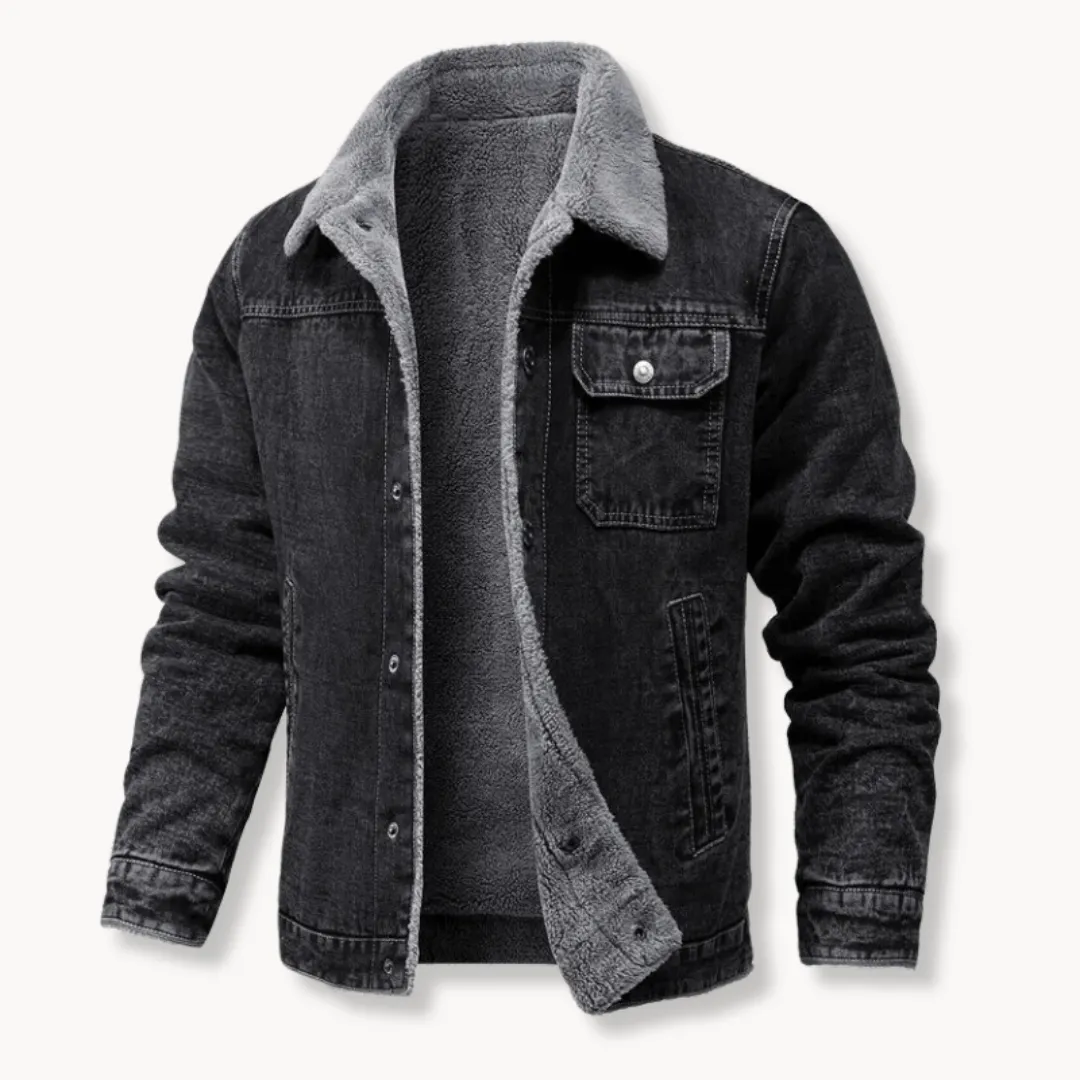 Men's Sherpa Collar Cotton Denim Jacket