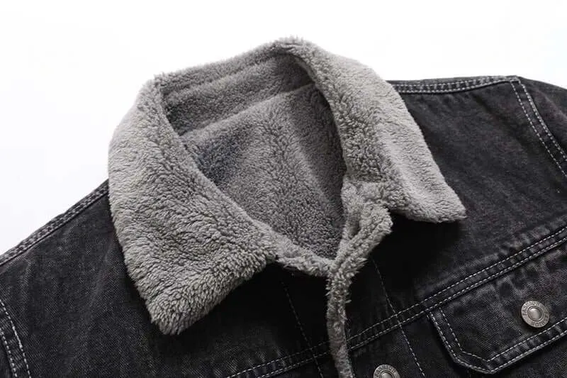 Men's Sherpa Collar Cotton Denim Jacket