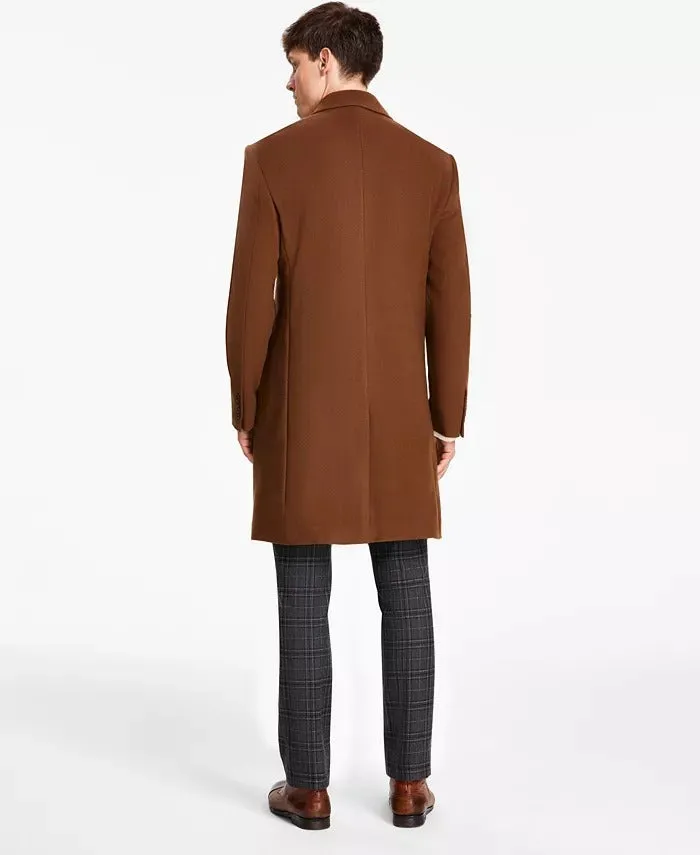 Michael Kors Mens Classic Fit Wool Cashmere Blend Overcoat Coat 46R Vicuna Brown