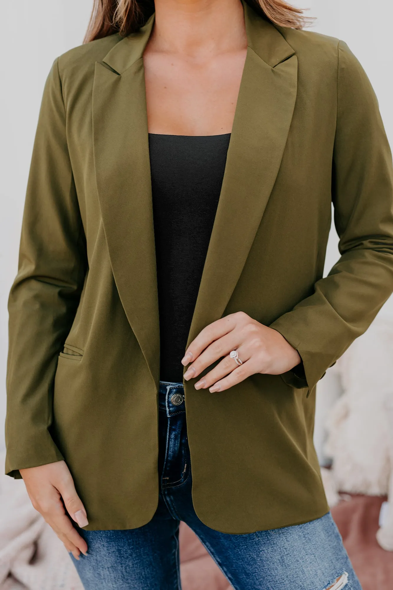 Monthly Projections Open Front Blazer (Olive)