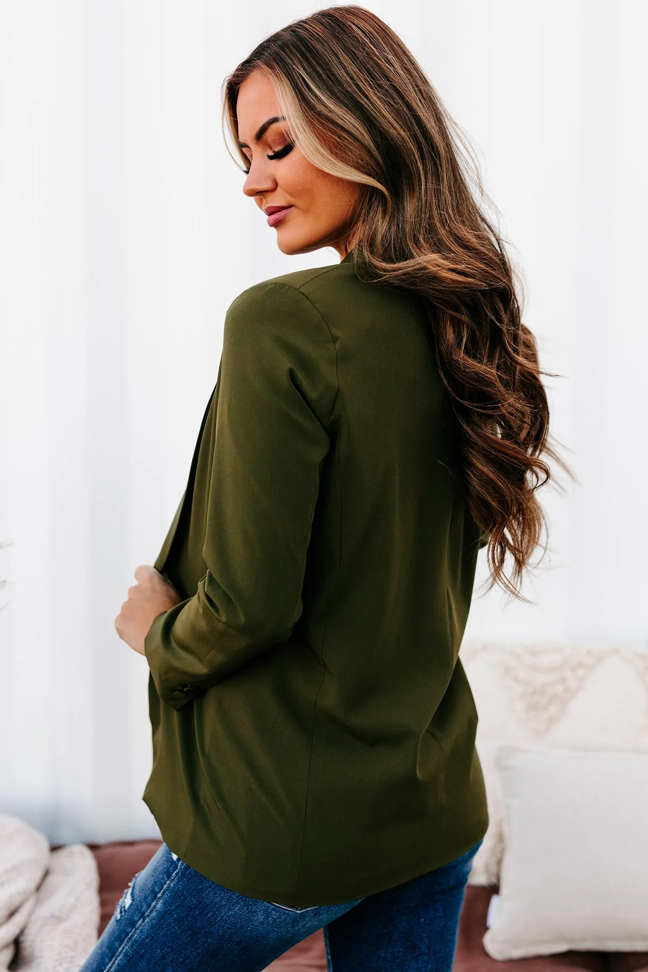 Monthly Projections Open Front Blazer (Olive)