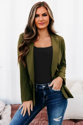 Monthly Projections Open Front Blazer (Olive)