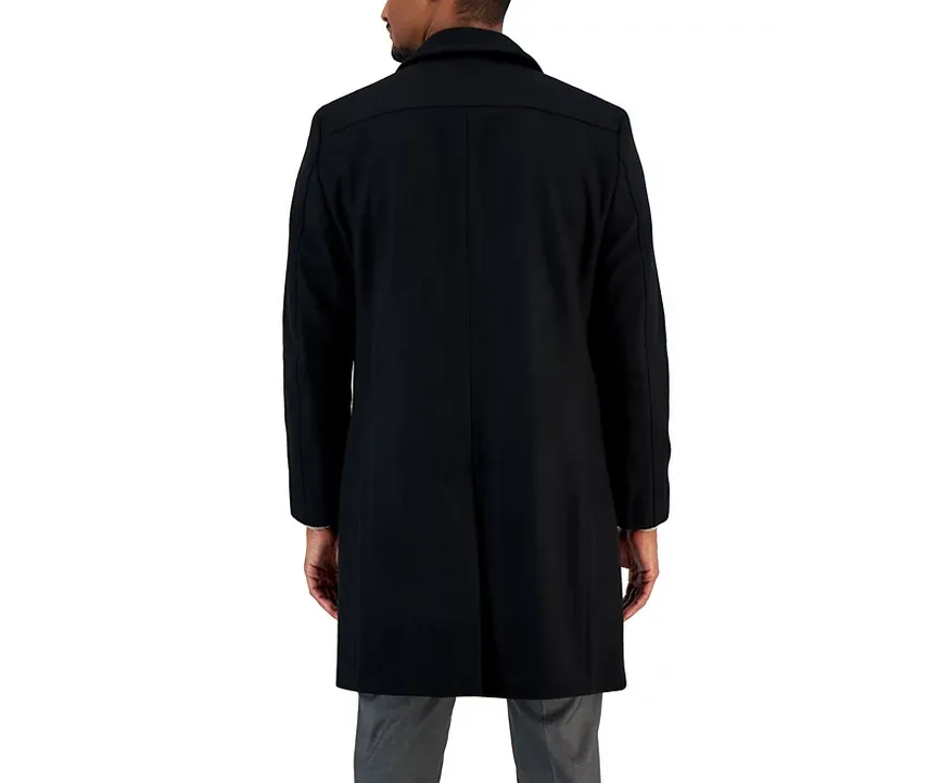 Nautica Men's Classic-Fit Double Breasted Wool Overcoat Coat Black 42R