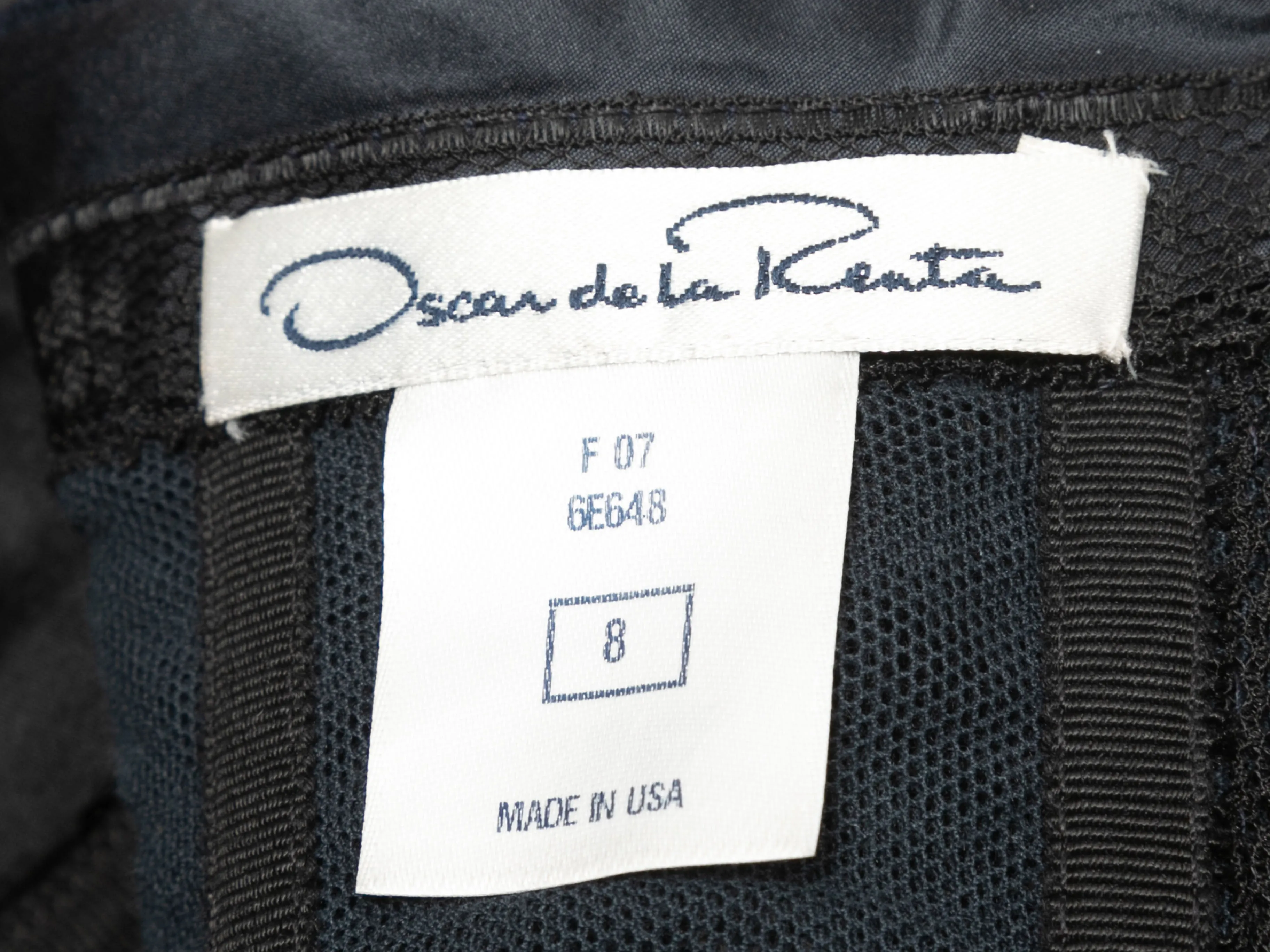 Navy Oscar de la Renta Strapless Wool Dress Size US 8