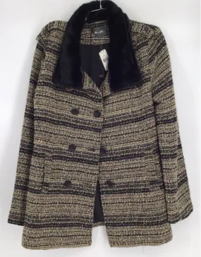 NWT Miss Me Women's Brown Black Striped Overcoat - Size L