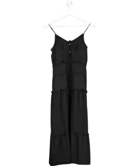 Oak   Fort Black Sheer Tie-front Midi Dress UK XS