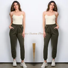 Olive Solid Jogger Pants