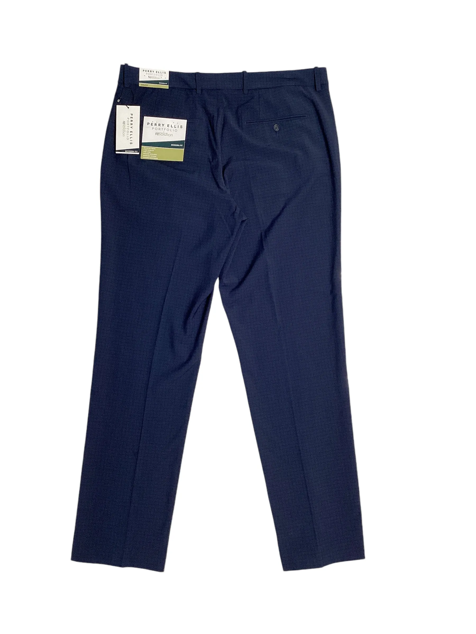 Perry Ellis Portfolio Mens Modern Fit Stretch Dress Pants Navy 38 x 29