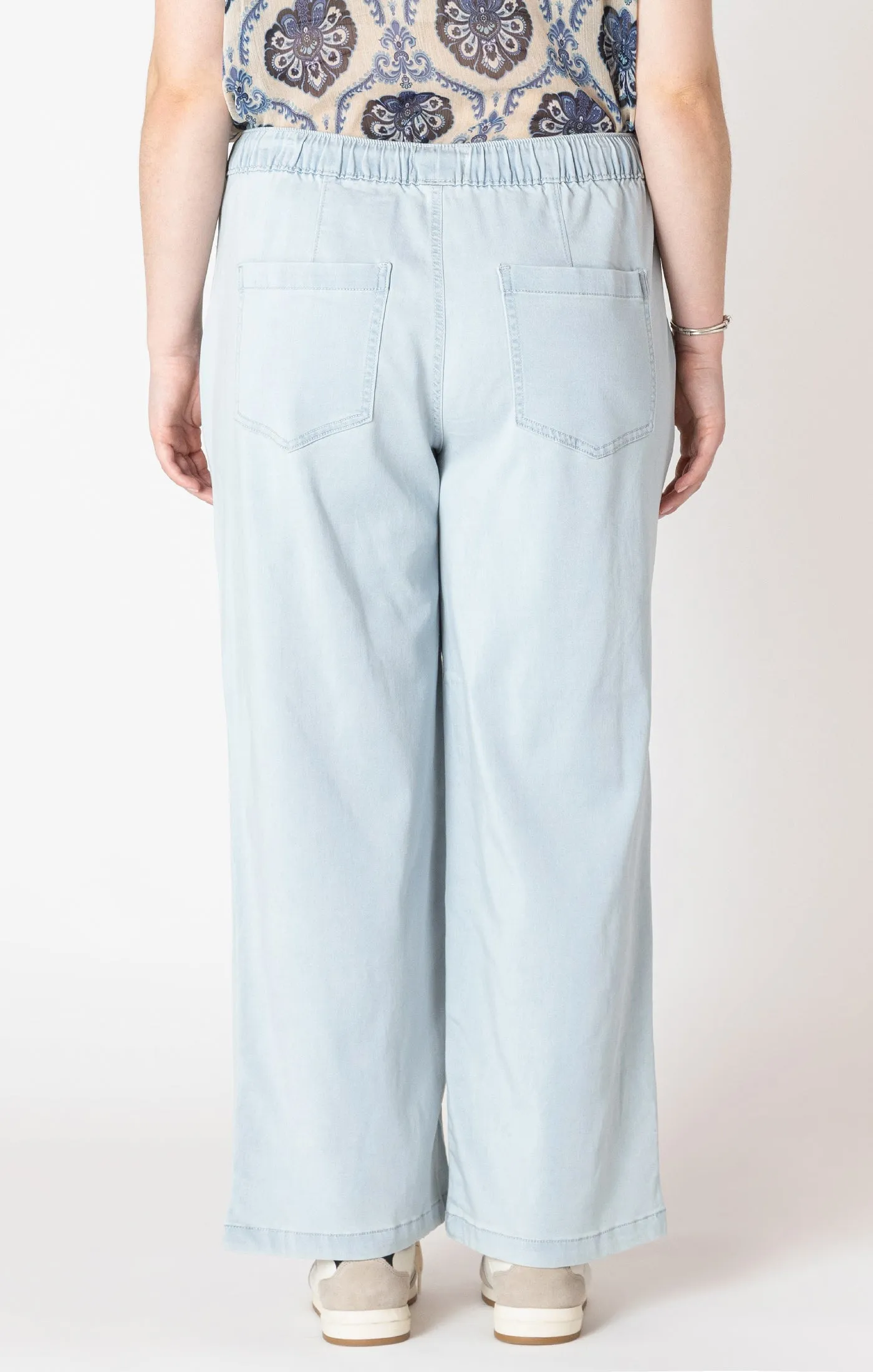 Plus Knit Denim High Rise Joggers - Light Blue Wash