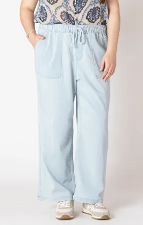 Plus Knit Denim High Rise Joggers - Light Blue Wash