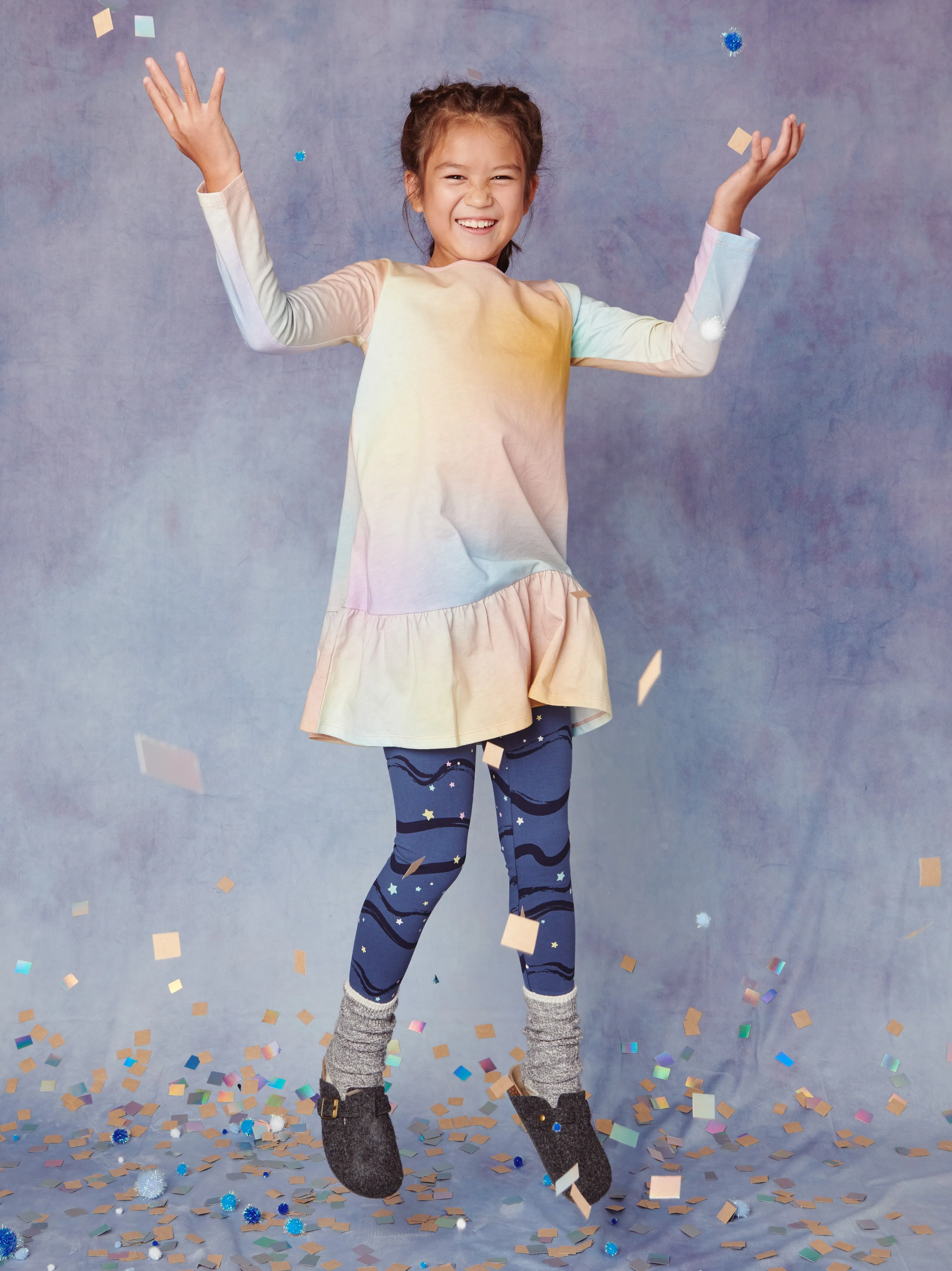 Printed Leggings- Aurora in Dark Blue