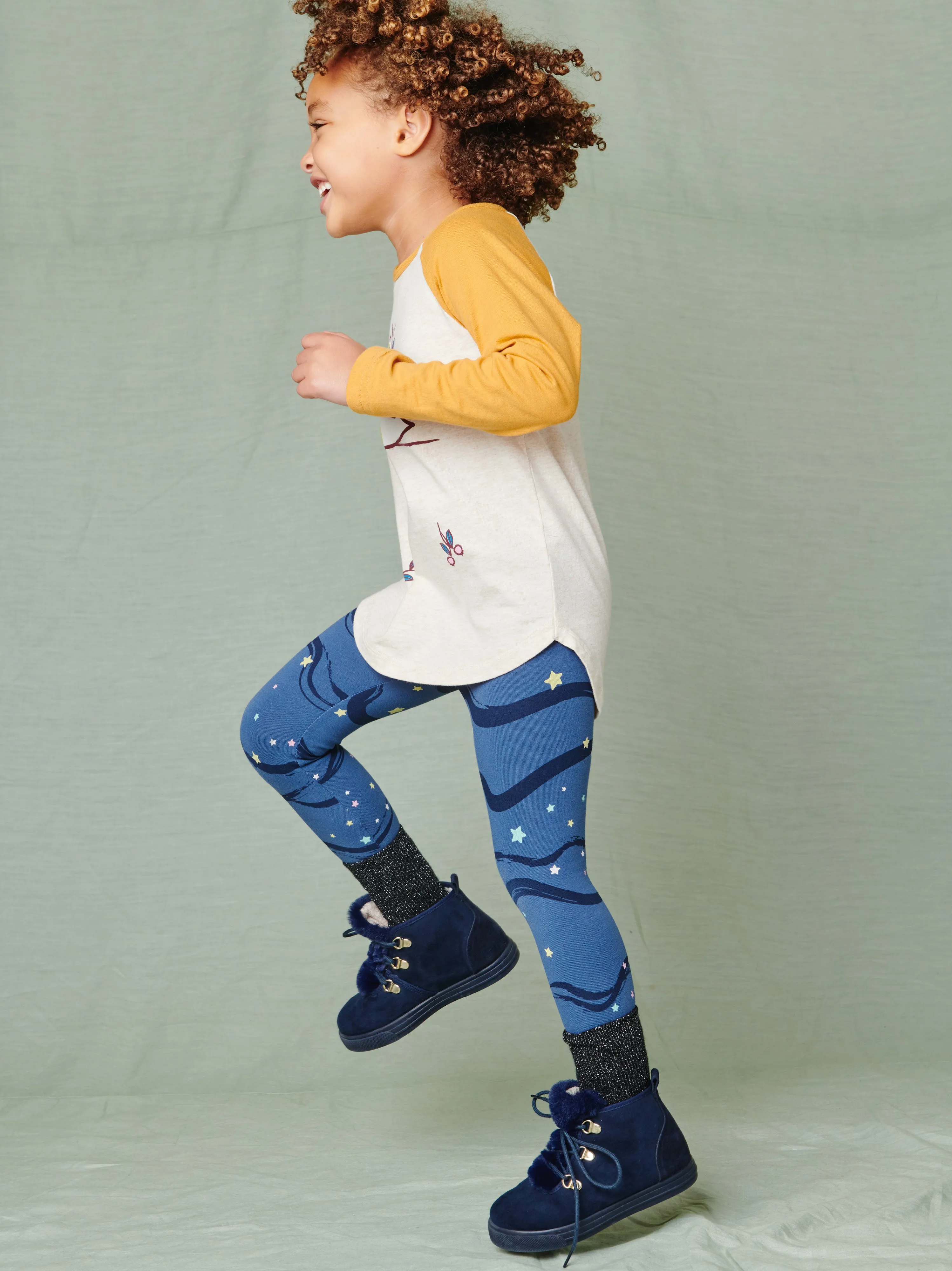 Printed Leggings- Aurora in Dark Blue