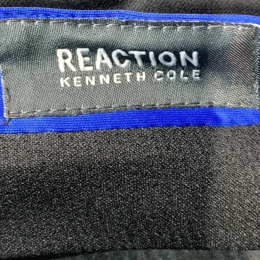 REACTION KENNETH COLE Men's Solid Black Flat Front Dress Pants SZ 33X30