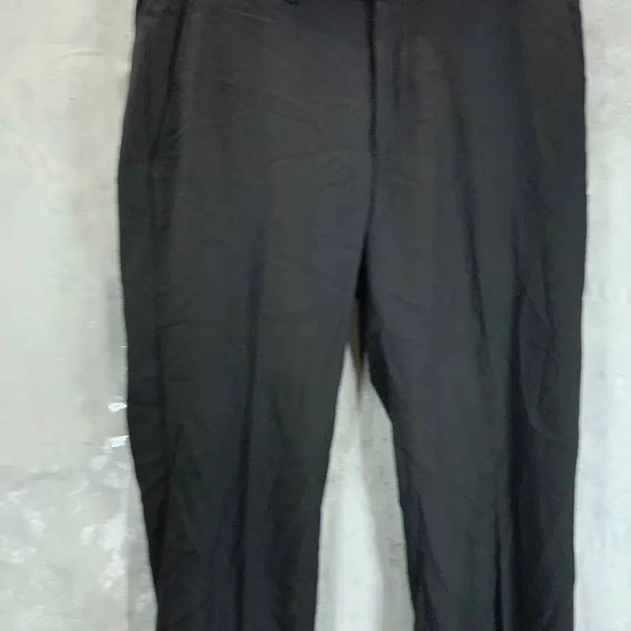 REACTION KENNETH COLE Men's Solid Black Flat Front Dress Pants SZ 33X30