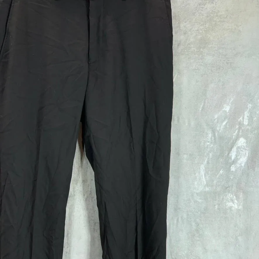 REACTION KENNETH COLE Men's Solid Black Flat Front Dress Pants SZ 33X30