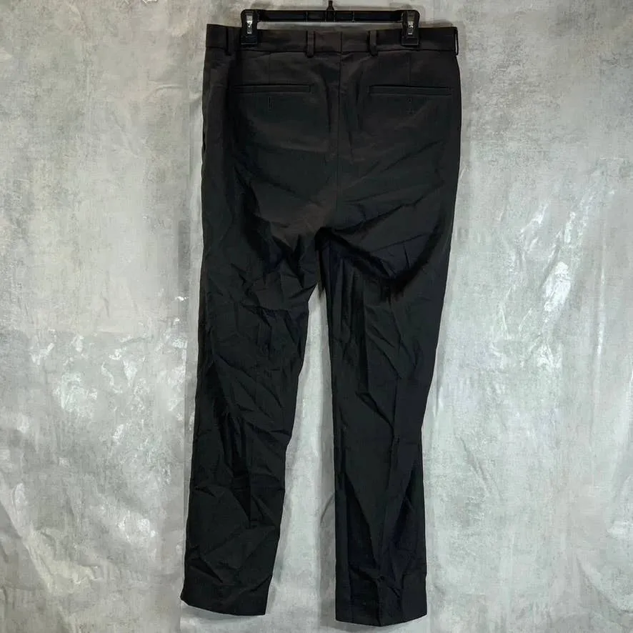 REACTION KENNETH COLE Men's Solid Black Flat Front Dress Pants SZ 33X30