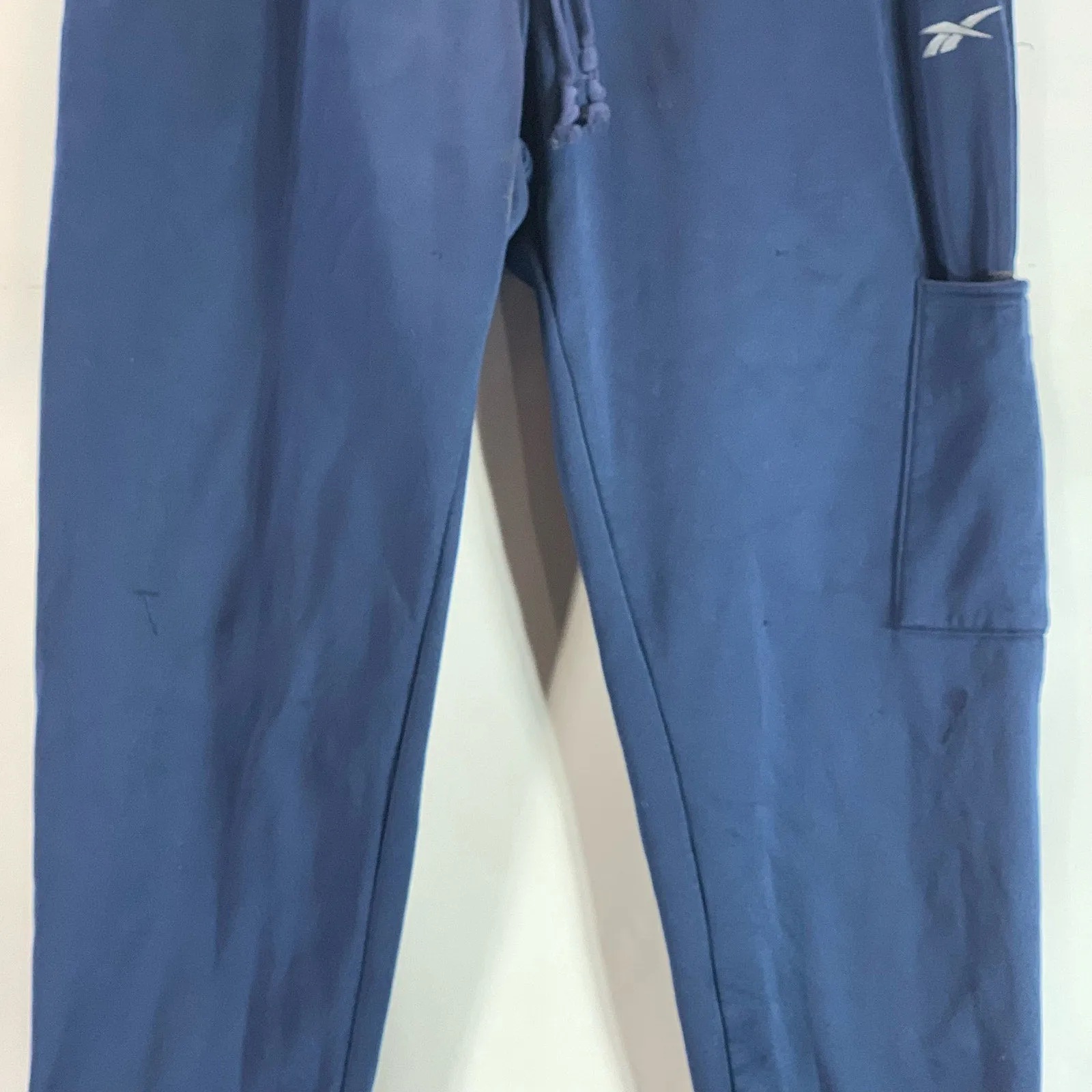 REEBOK Men's Dress Blue Relaxed-Fit Drawstring Cargo Fleece Jogger Pant SZ S