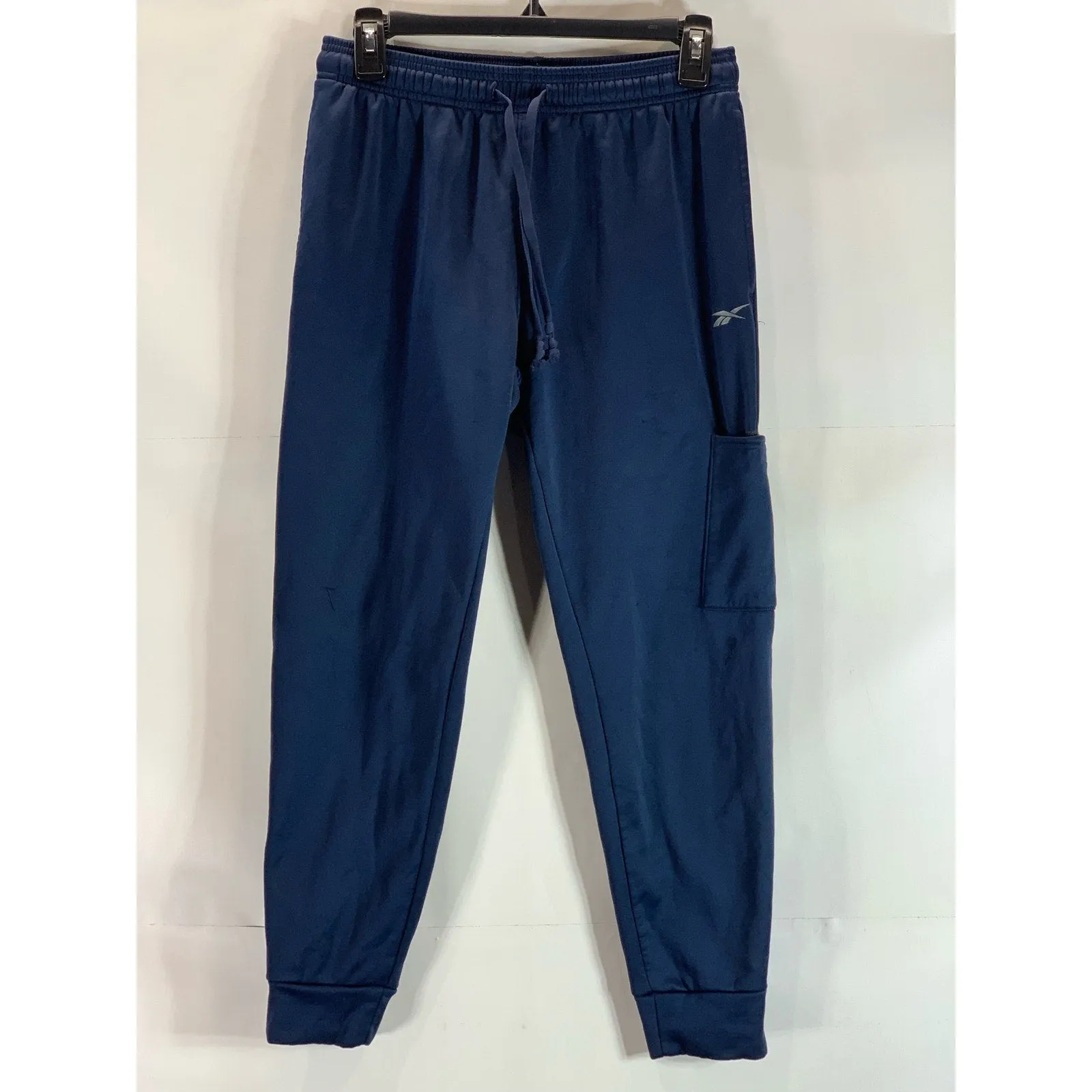 REEBOK Men's Dress Blue Relaxed-Fit Drawstring Cargo Fleece Jogger Pant SZ S