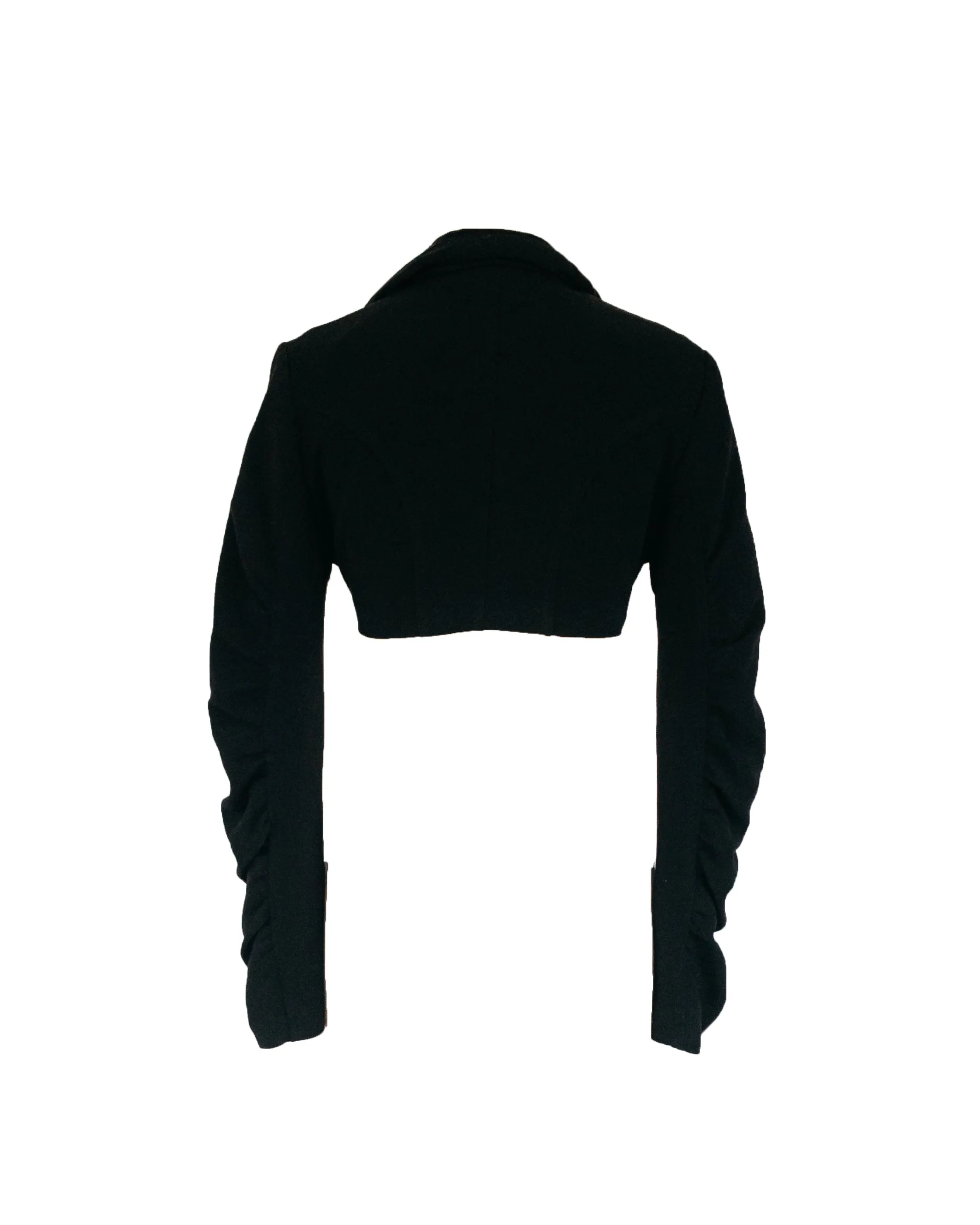 RINASCIMENTO Women's black satin lapel cropped blazer w/ long sleeves , L