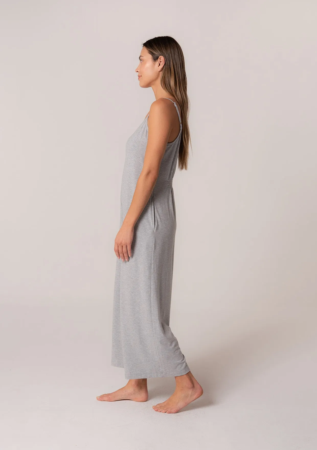 Scoop Neck Wide Leg Midi Jumpsuit