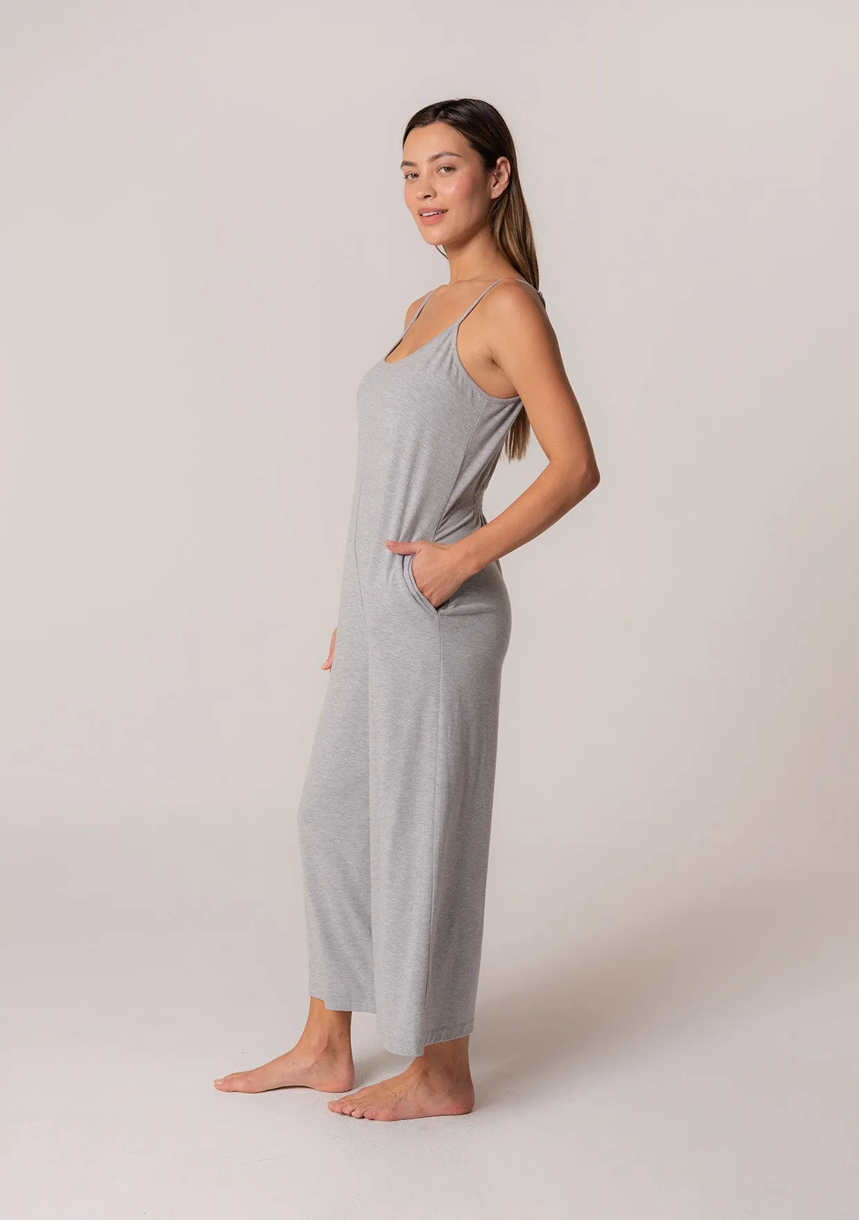Scoop Neck Wide Leg Midi Jumpsuit