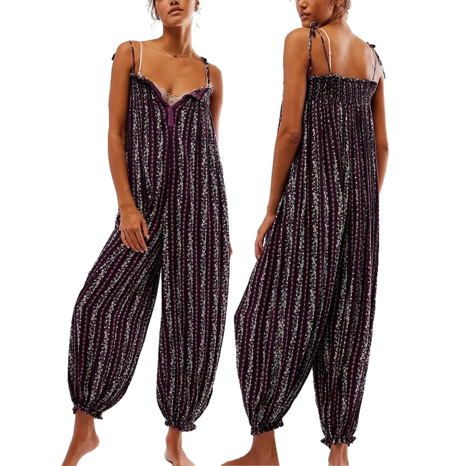 Shona Empire Spaghetti Strap Babydoll Jumpsuits