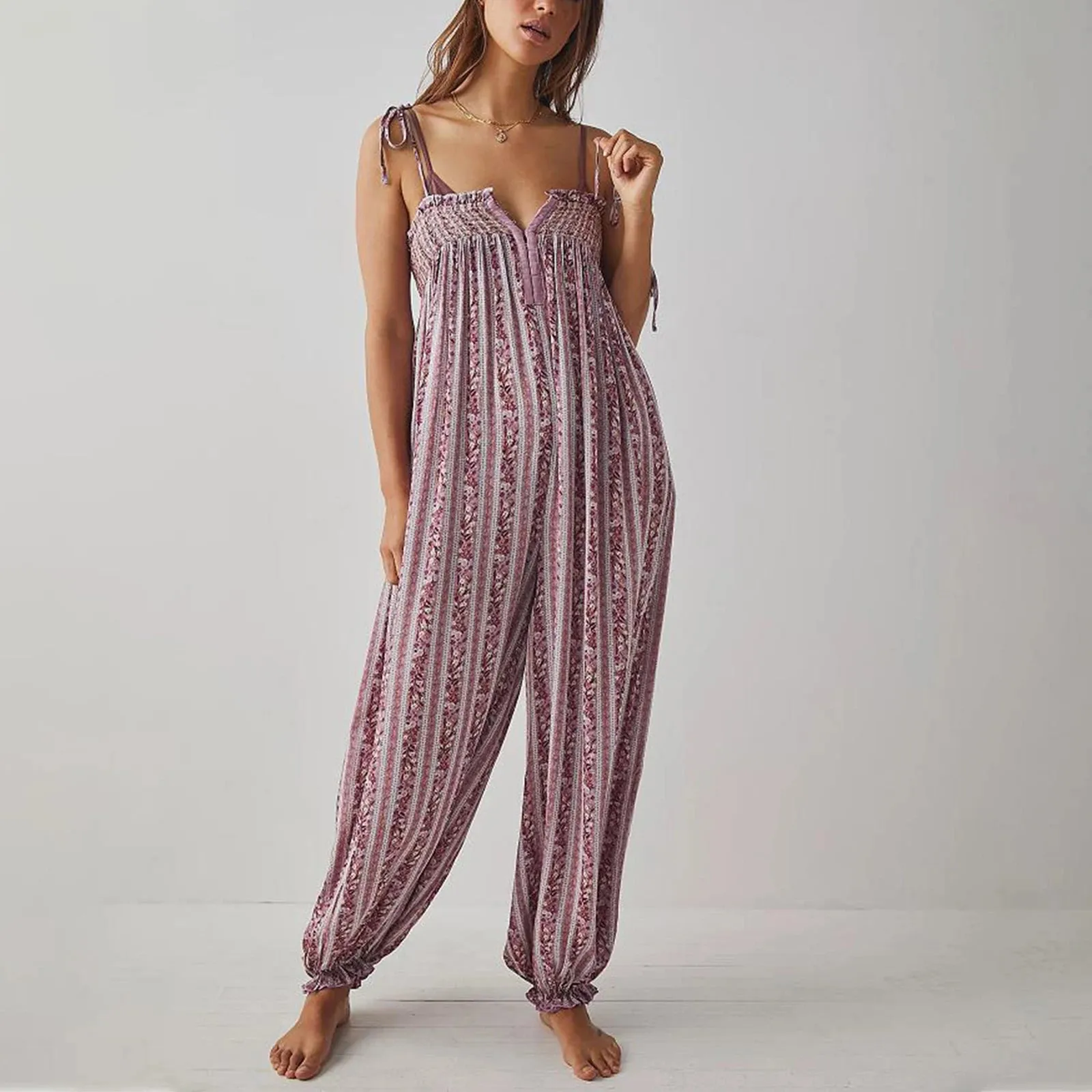 Shona Empire Spaghetti Strap Babydoll Jumpsuits