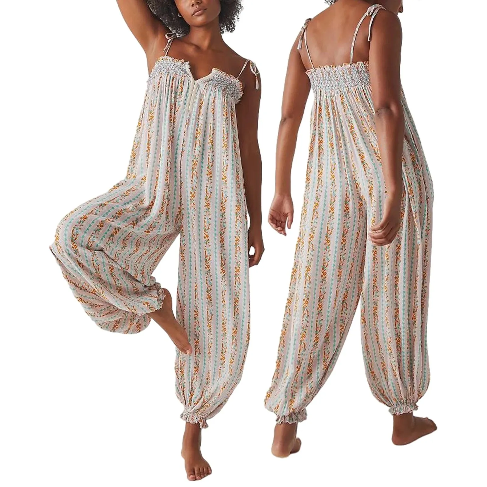Shona Empire Spaghetti Strap Babydoll Jumpsuits