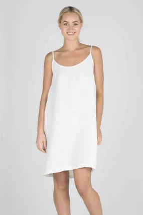 THE LINEN SLIP DRESS - WHITE