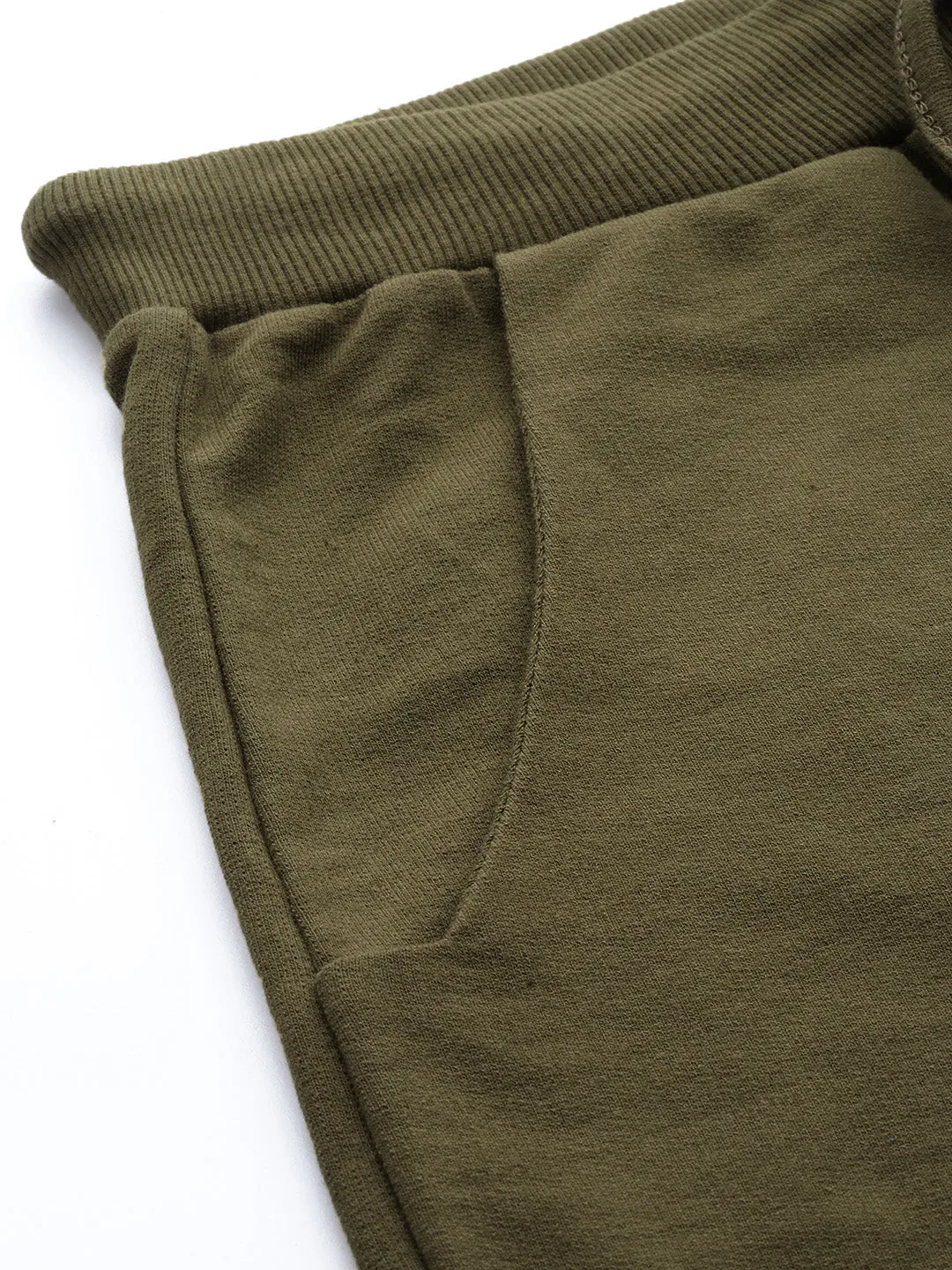 Women Olive Terry Ripped Joggers