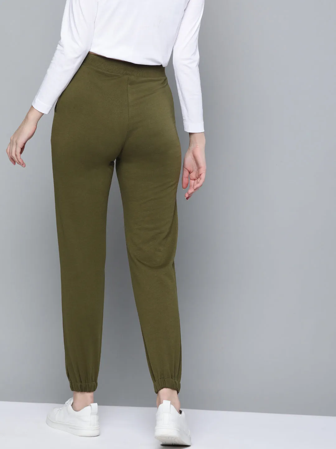 Women Olive Terry Ripped Joggers