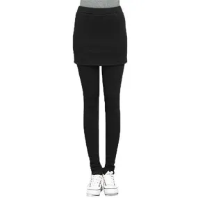 Women Winter Skirt Leggings- Soft Cotton and Mink Faux Fur Lined Thick, Select