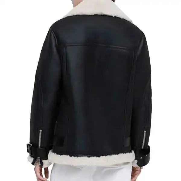 Women’s Black Shearling Biker Jacket - Stylish & Warm