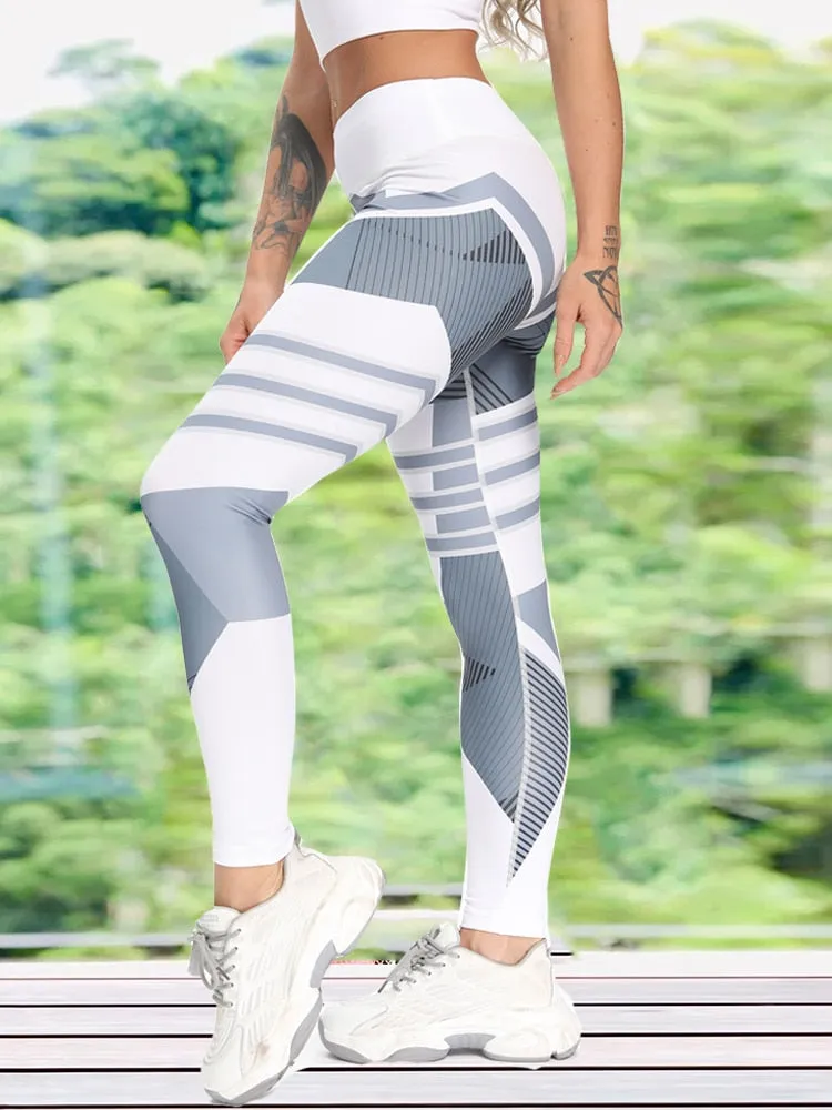 Women's Casual Slim Iridescent Reflective Material Printed Fitness Leggings Slim Stretch Elastic Glow in Dark Pants Trousers